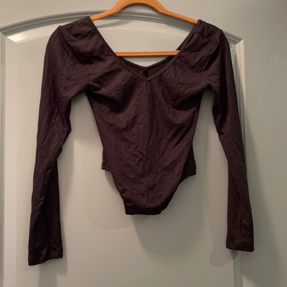 Sayuri black long sleeve cotton bodysuit